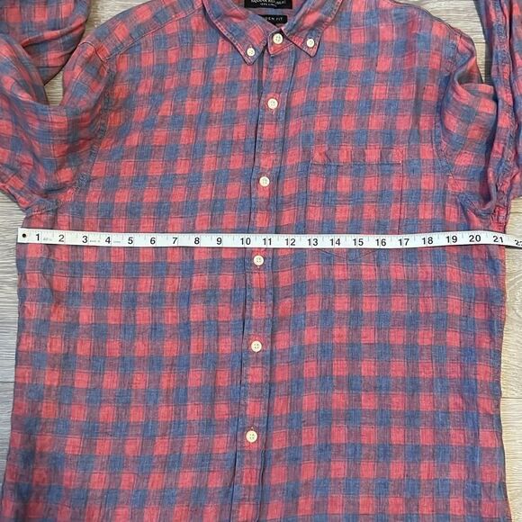 Banana Republic 100% Linen Men’s Long Sleeve Camden Fit Check Button Up Medium - Picture 8 of 8